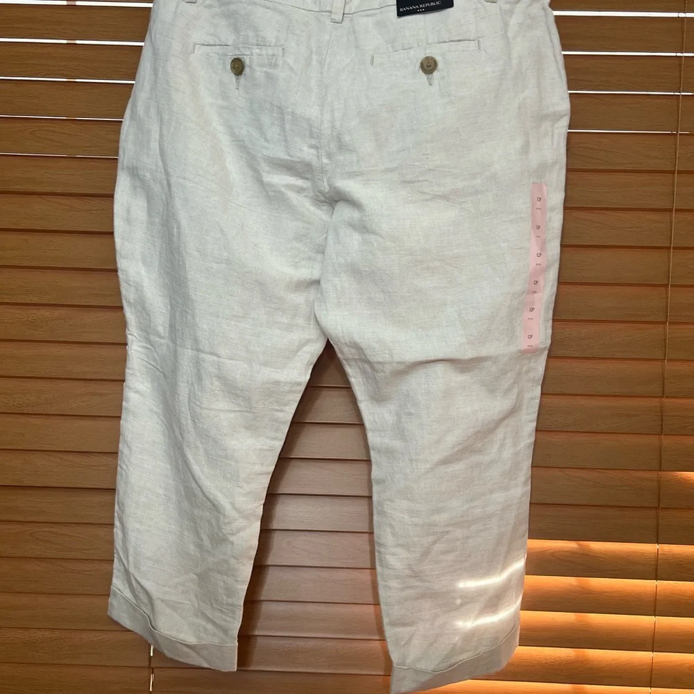 Banana Republic capris Linen Crop Petite women’s Sz 12P Cream NWT